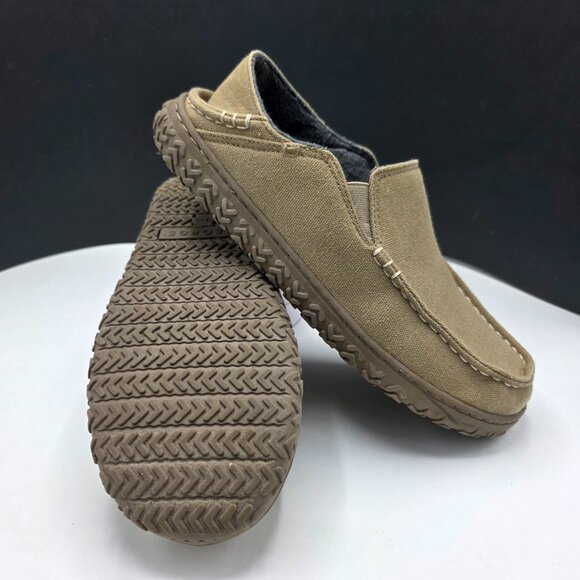 George Mens Canvas Crash Back Slip on Slipper Loafer Shoes Taupe US 7/8 Preown - Picture 4 of 4